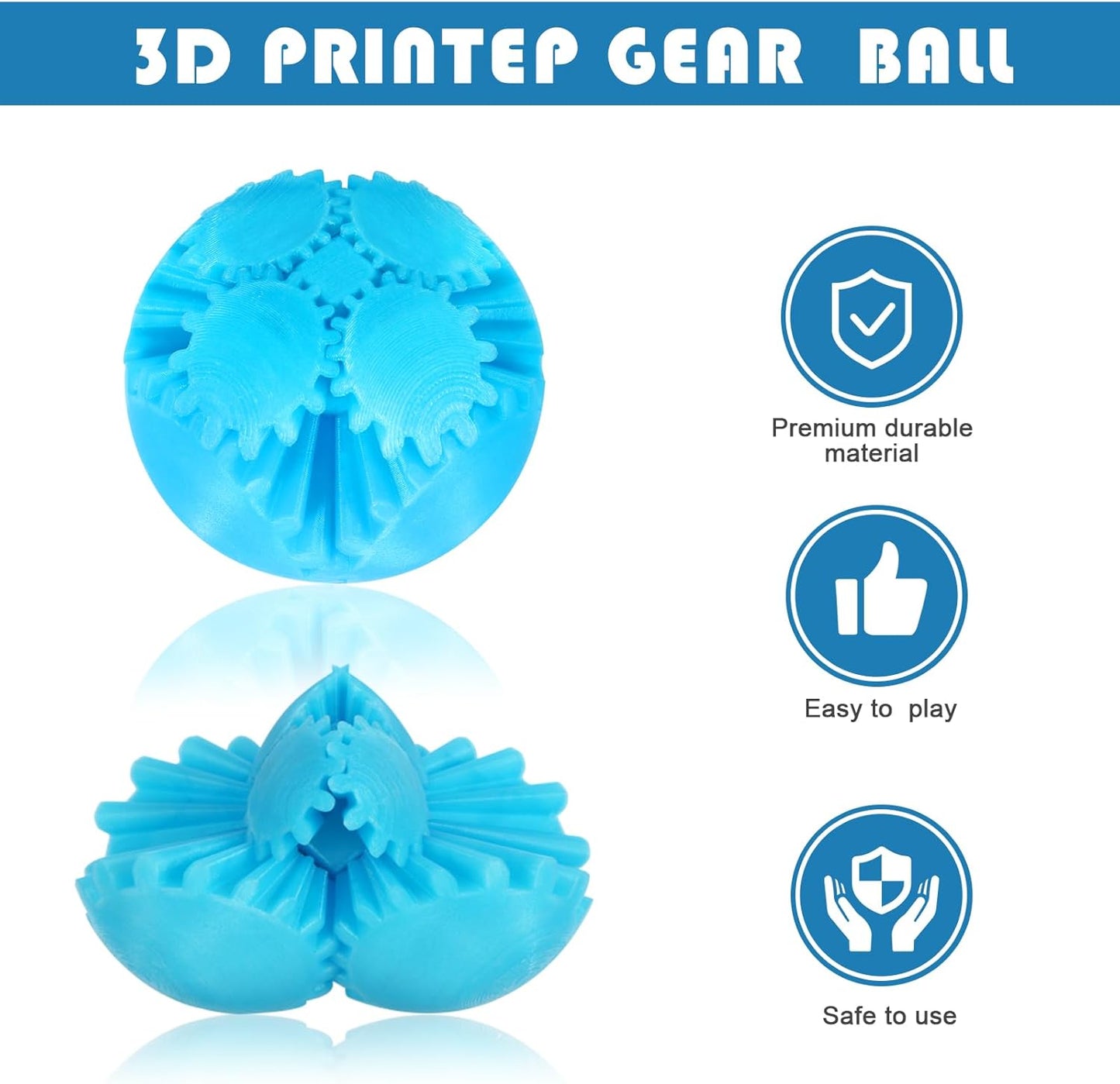 MerryXD Gear Ball Fidget Toy,GearSphere Desk 3D Printed Perfect for Stress and Anxiety Relaxing Fidget Toy Gear Fidget Sphere Activity Gear Ball for Adults Grow in The Dark Blue
