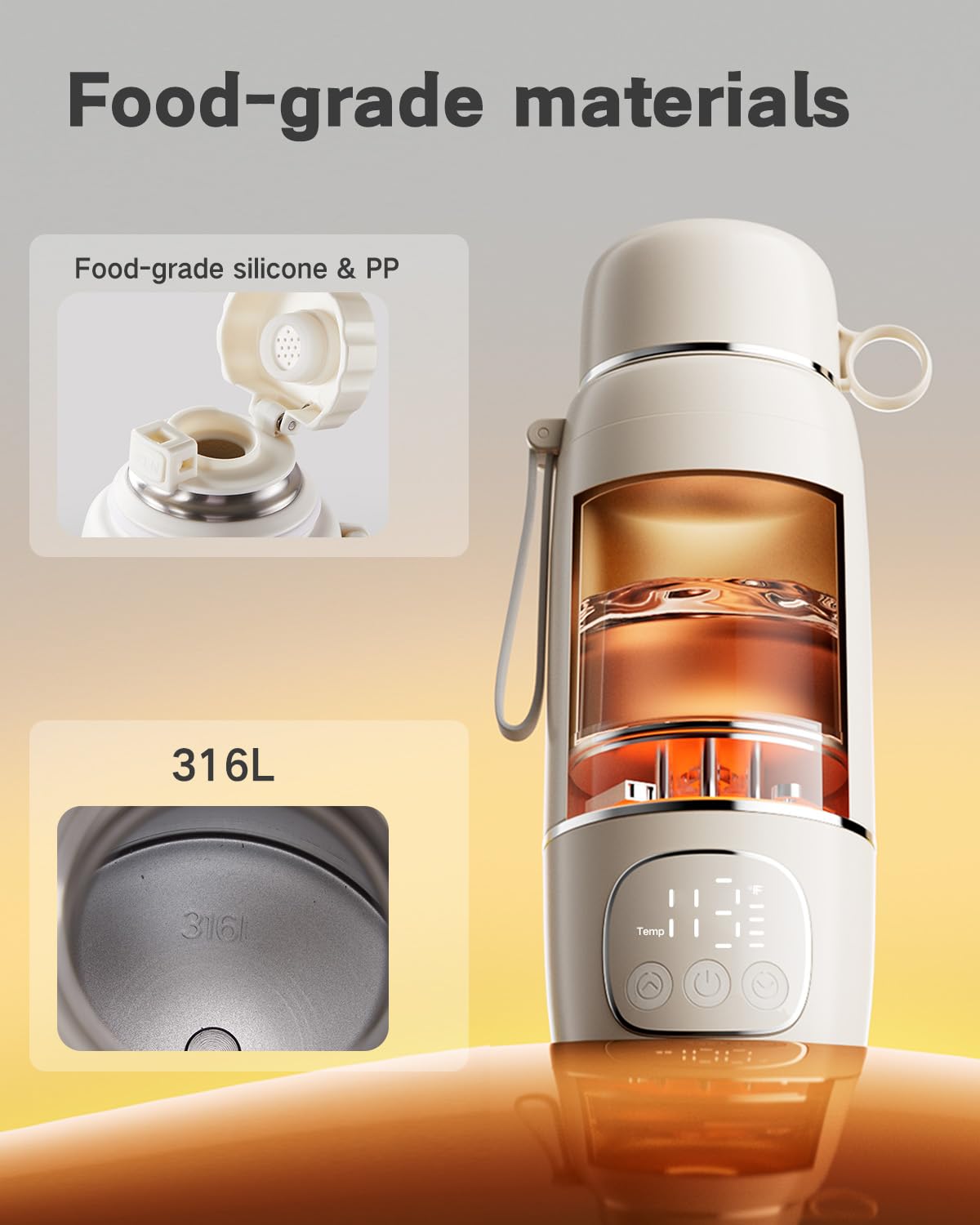 Portable Bottle Warmer for Travel - Fast Heating Breast Milk & Formula Warmer with 16,000mAh Battery, 17oz Milk Warmer for Baby on The Go,Baby Bottle Warmer for Car, Airplane（Clouds）