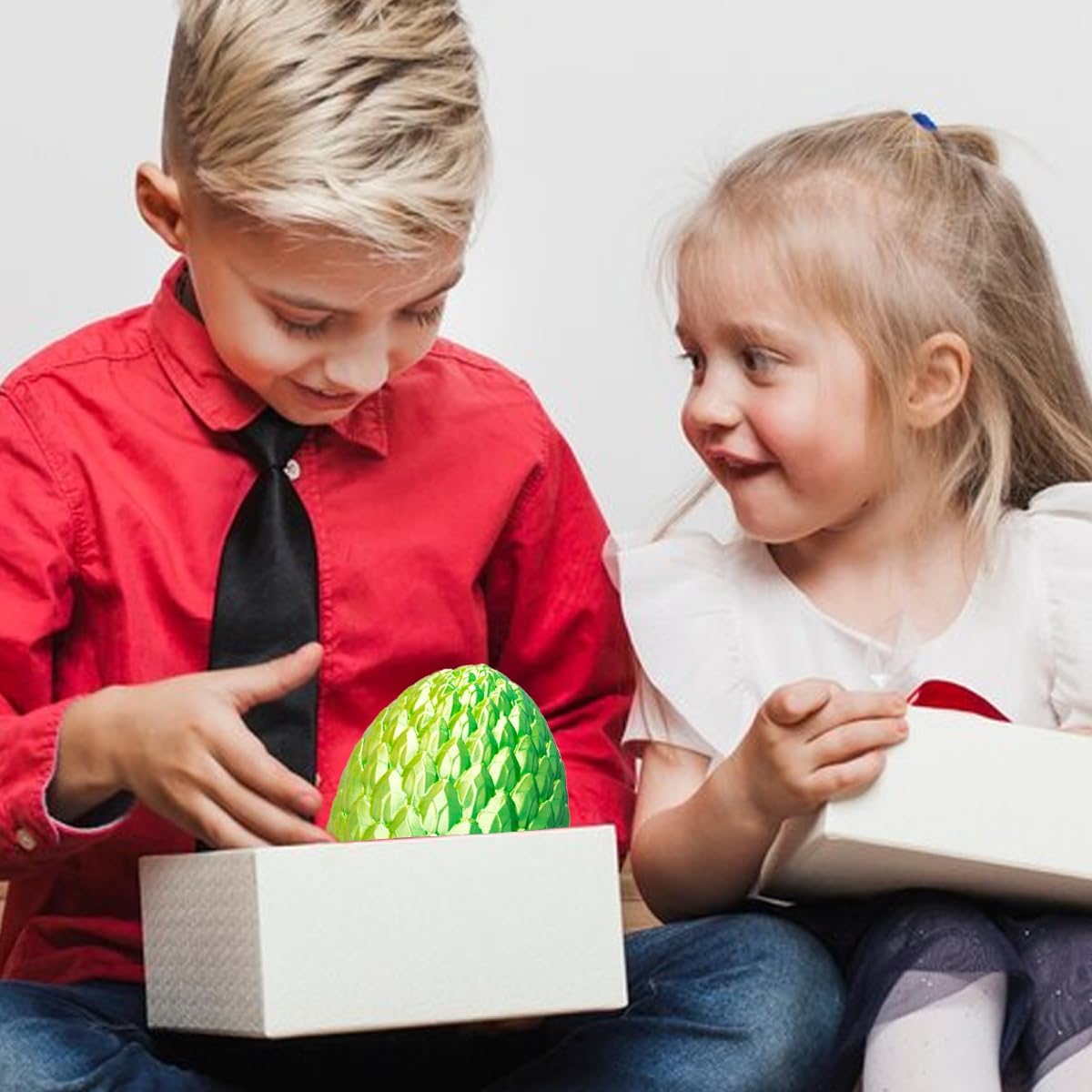 3D Printed Dragon Egg, Beautiful Flexible Joints Executive Desk Toys, Gifts for Adults and Kids (Laser Yellow&Green)