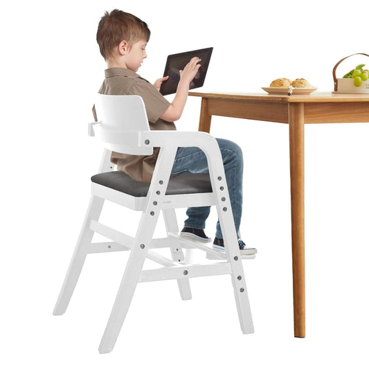 Solid Wood high Chairs for Toddlers,High Chair Grows with Kid for Dining, Study Chair for Children, White