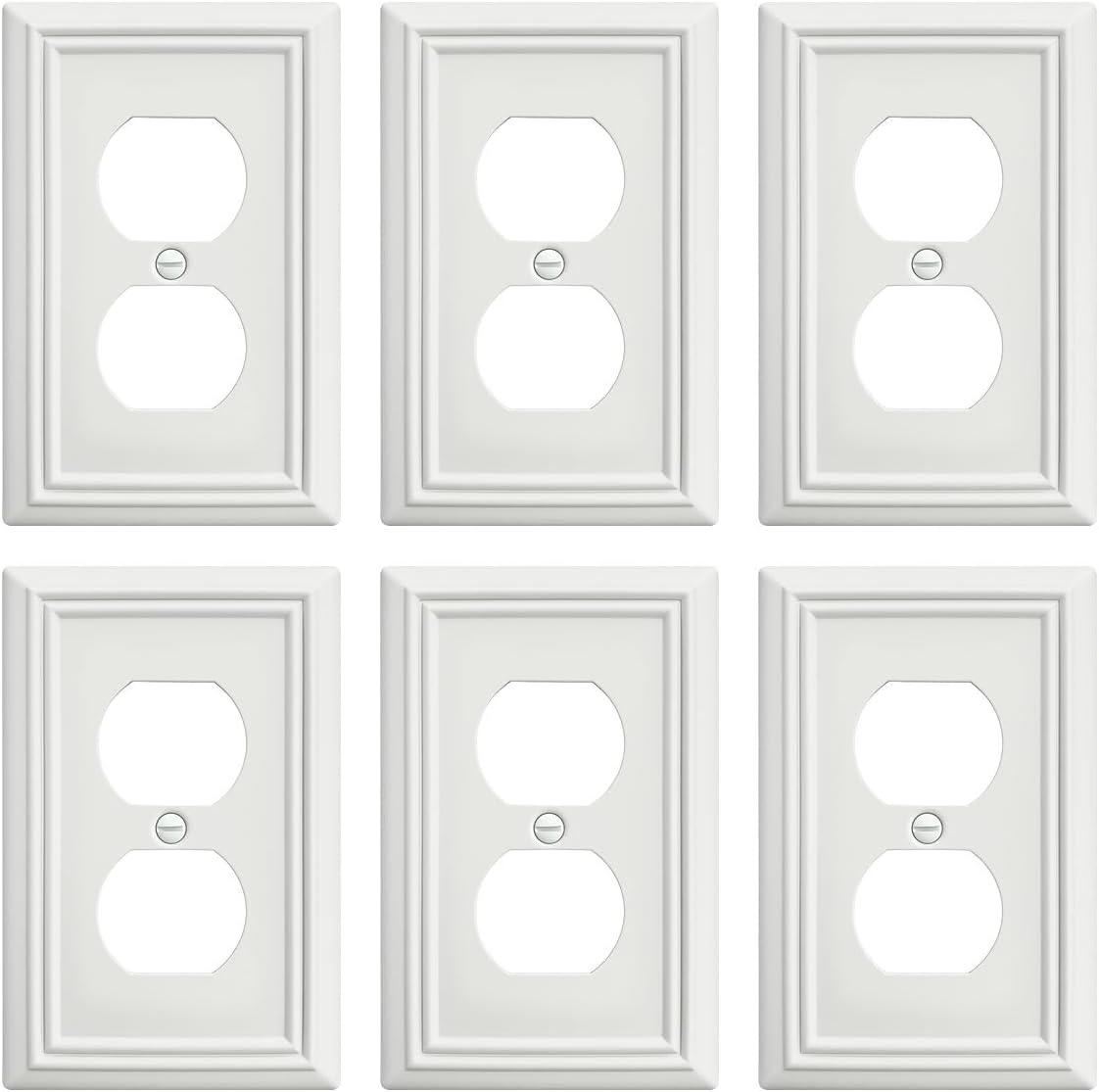 6-Pack Duplex Outlet Cover, Metal Wall Plate for Receptacle, Light Switch, Decorative Off White Outlet Cover Plate, 3.15''*4.88, Midsize