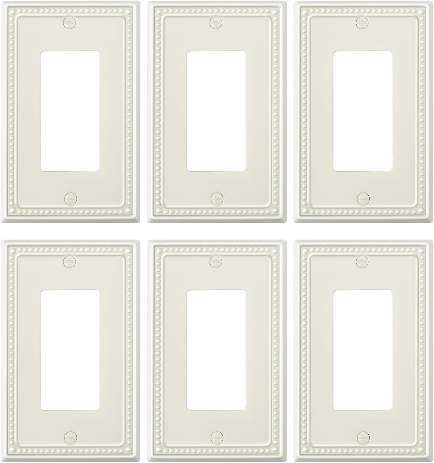 6-Pack Decorator Outlet Cover Plate, Decorative Switch Plates and Outlet Covers, Light Almond Metal Wall Plates for Electrical Outlets, Receptacle, GFCI Outlet, Dimmer Switch