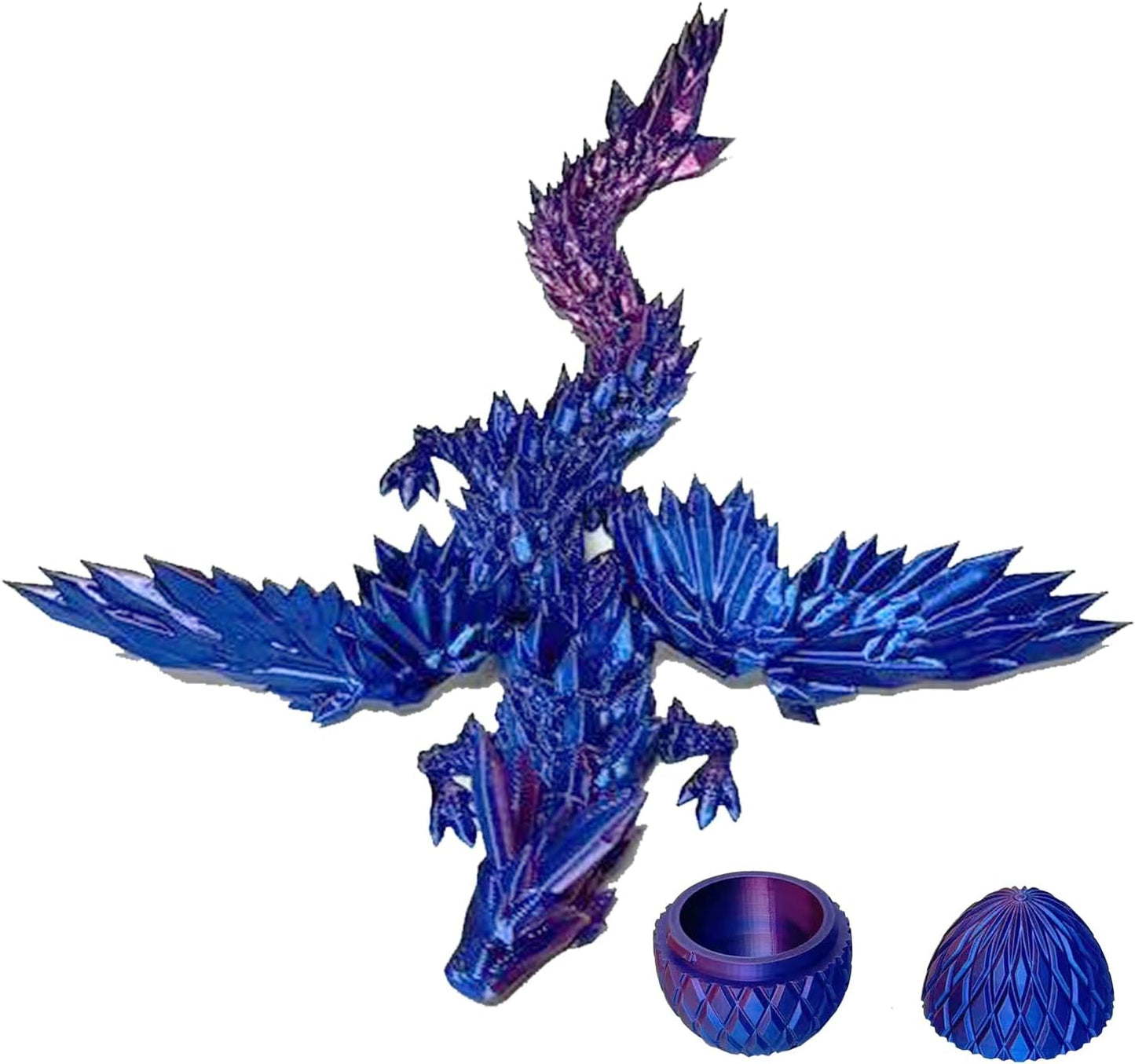 3D Printed Dragon Eggs with Dragon Inside Fidget Toys for Adults, 3D Printed Articulated Dragon, Home Office Decor Executive Desk Toys Posable Flexible Crystal Dragon Toy(F-Purple)