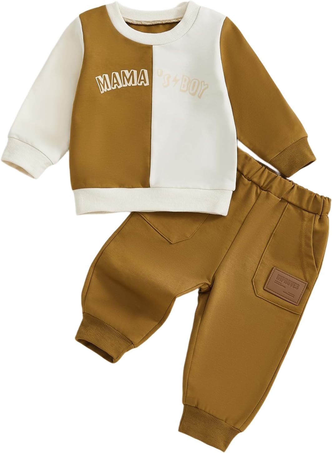 Kupretty Toddler Baby Boy Fall Winter Clothes Color Block Long Sleeve Sweatshirt Pullover Tops + Joggers Pants Outfit Set