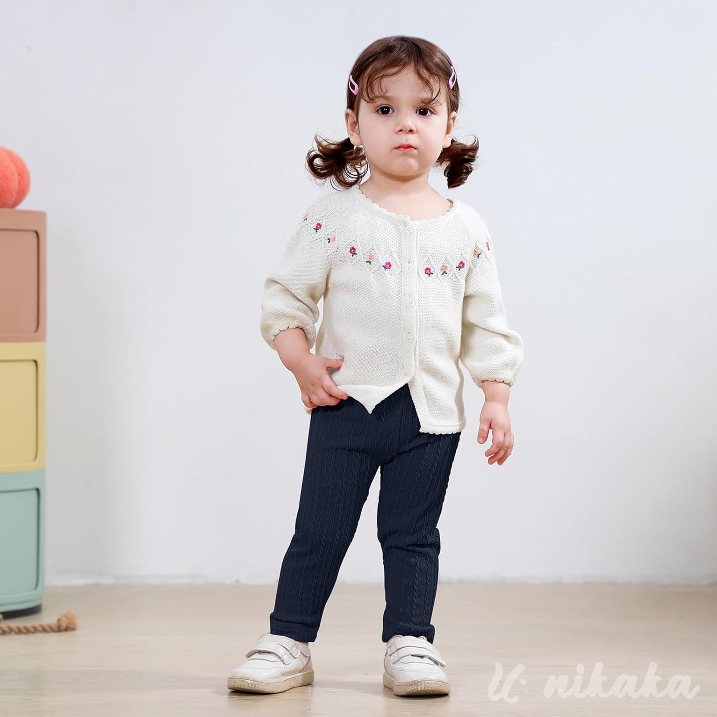 U·nikaka Toddler Baby Girls Pants Ribbed Infant Pants Leggings Toddler Baby Girl Bottoms Leggings 2 Packs