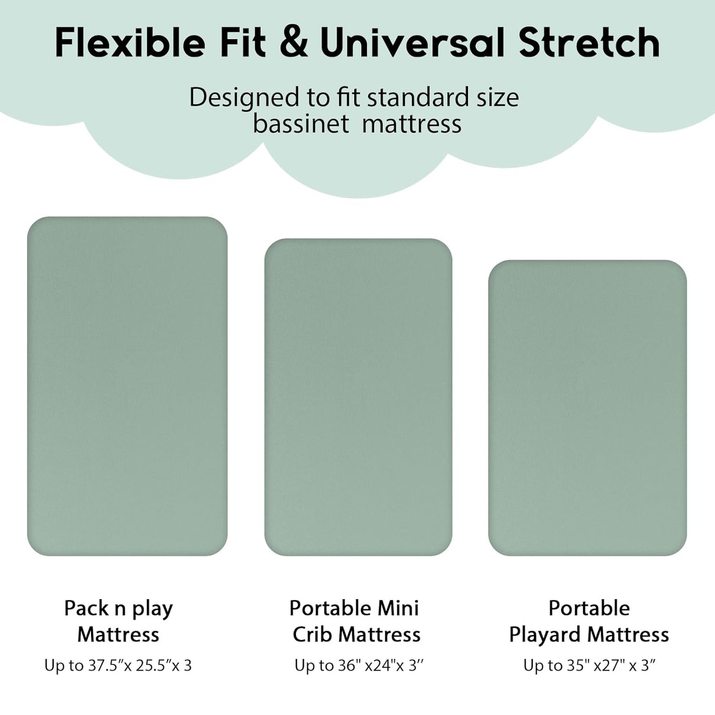 Yoofoss Pack and Play Sheets Fitted, Mini Crib Sheets 2-Pack for Pack N Play Mattress, Stretchy Playard Sheet, Soft and Breathable Green+Giraff