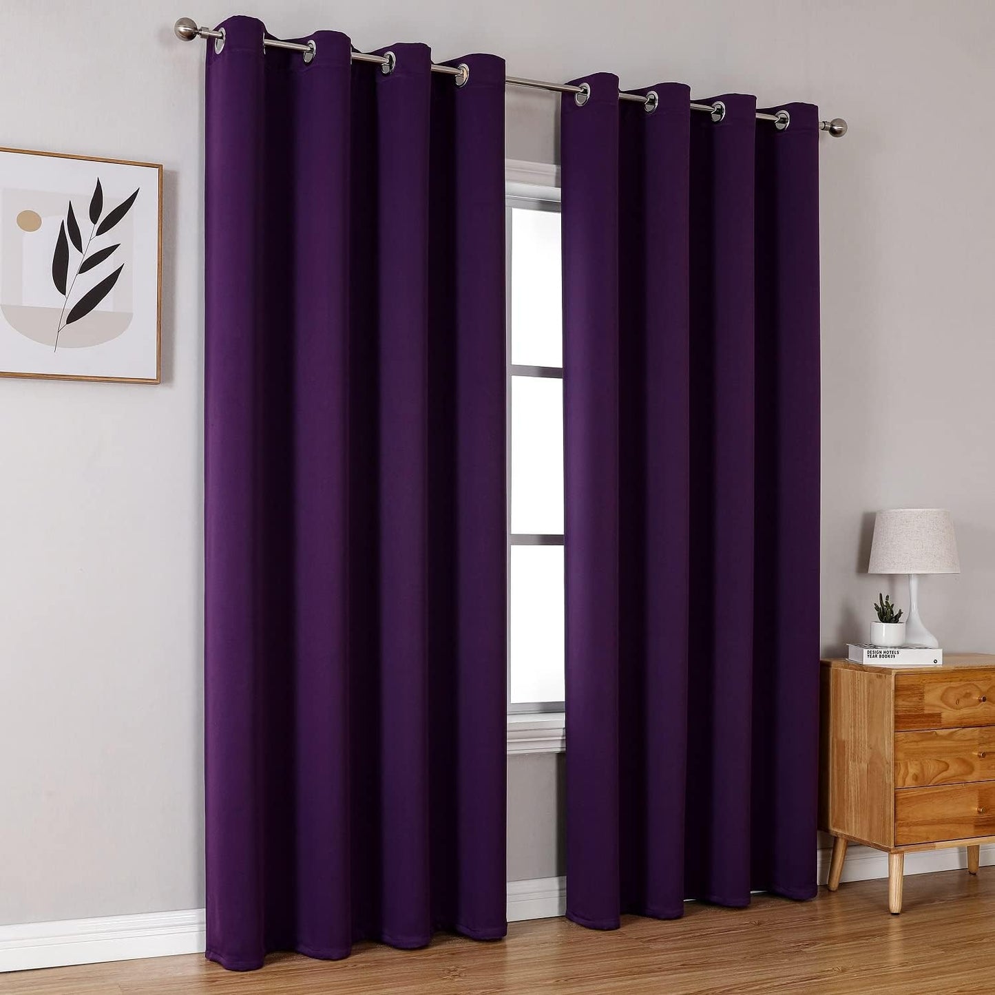 ChrisDowa Blackout Curtains 120 Inches Long 2 Panels Set for Living Room, Grommet Thermal Insulated Room Darkening Curtains for Bedroom (Royal Purple, 52 x 120 Inch)