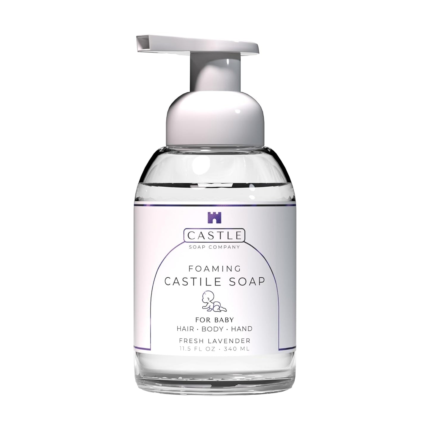 Foaming Baby Castile Soap | 3-In-1 Uses: Hair, Body, Hand | Nourishing Coconut Oil Formula | Formulated For Newborns, Sensitive & Delicate Skin | Hydrating Foam | 11.5 oz | Fresh Lavender
