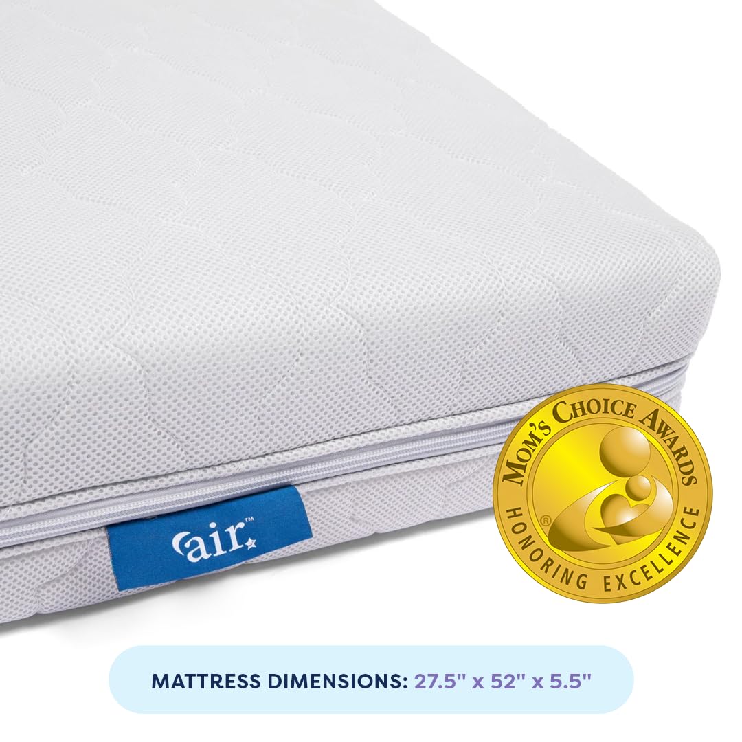 Moonlight Slumber Air Crib Mattress – Breathable, Washable, Dual-Sided Infant and Toddler Mattress with Open Core Design, Foam-Free, Hypoallergenic, 5.5", Standard Crib Size, Made in USA