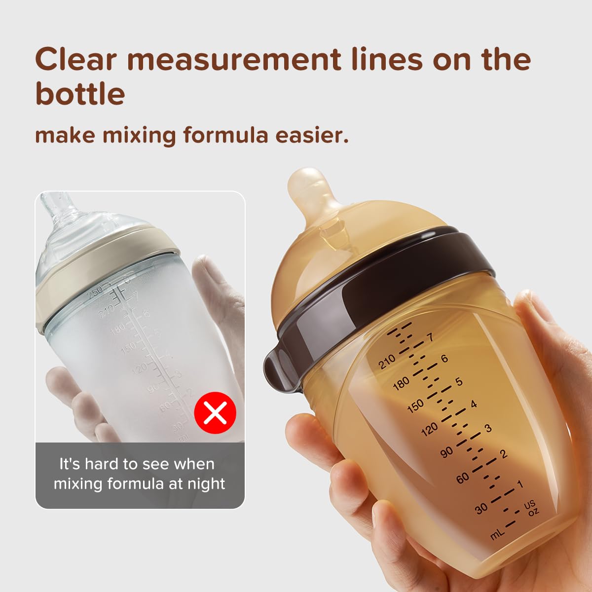 Silicone Natural Breast-Like Bottle with Nipple(0-3 Months),8oz，1pack