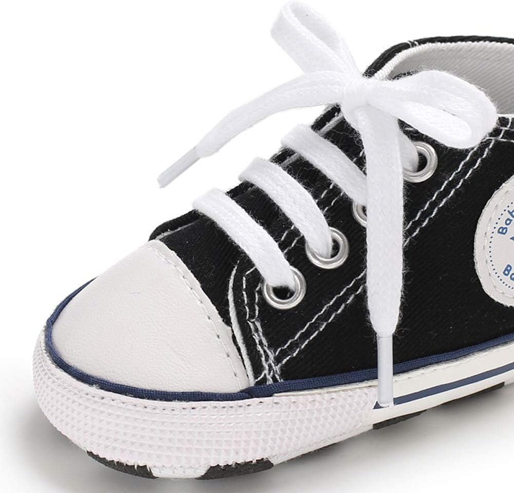 Unisex Baby Girls Boys Canvas High-top Shoes, Newborn Infant Anti-Slip Soft Sole Frist Walking Breathable Sneakers