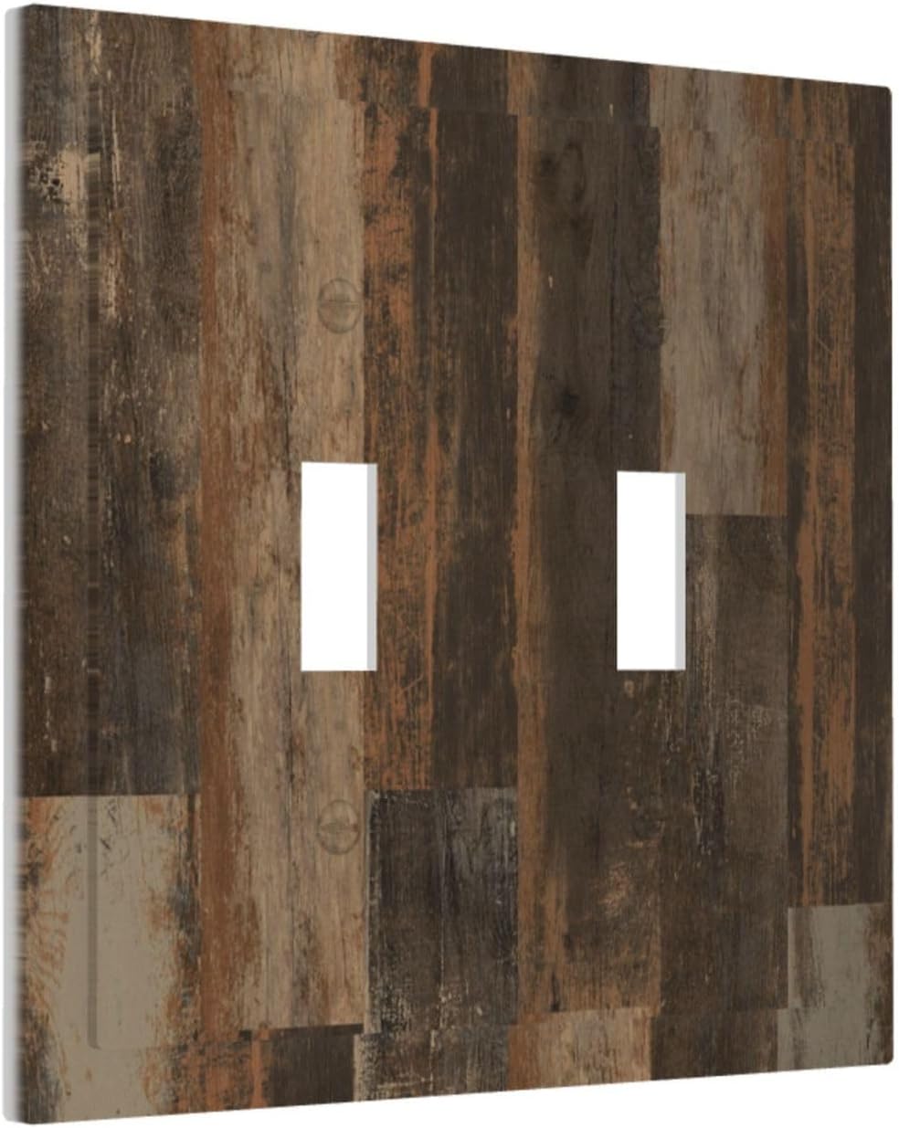 Rustic Brown Wood Grain Dark Oak Decorative Switch Plates 2 Gang Double Toggle Outlet Light Switch Cover Wall Plate Electrical Faceplate for Farmhouse Home Decor