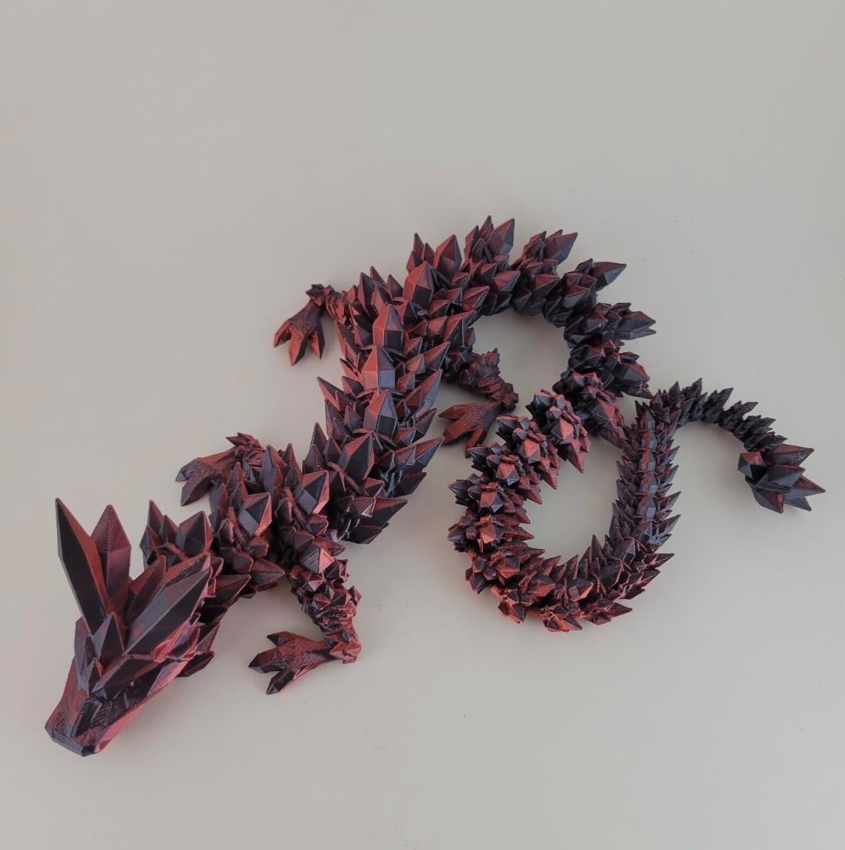 Crystal Dragon - Articulated Flexi Dragon - 3D Printed Gift (Teen, Red/Black)