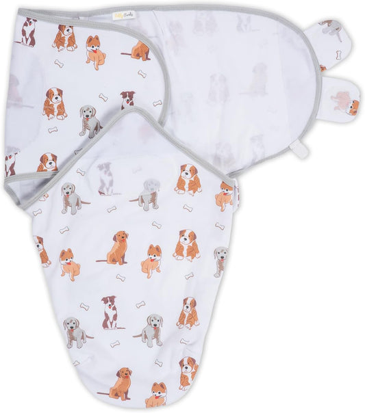 LollyBanks Baby Swaddles, 100% Organic Cotton Swaddles for Newborn Boy and Girl, 3-6 Months Swaddle Sacks with Easy Change Zipper, Swaddle Neutral Baby Registry (Puppies Print)