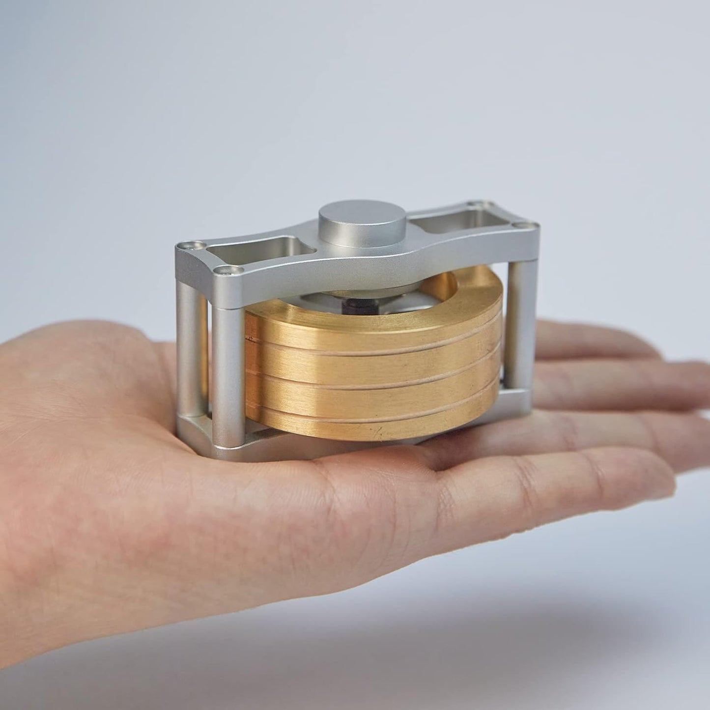 Metal Spinning Top Perpetual Motion Machine Silent Spinners Tech Gyro Desk Toys for Adult with Anxiety Exceed 30 Mins Long Lasting, Stainless Steel Desk Fidget Toy