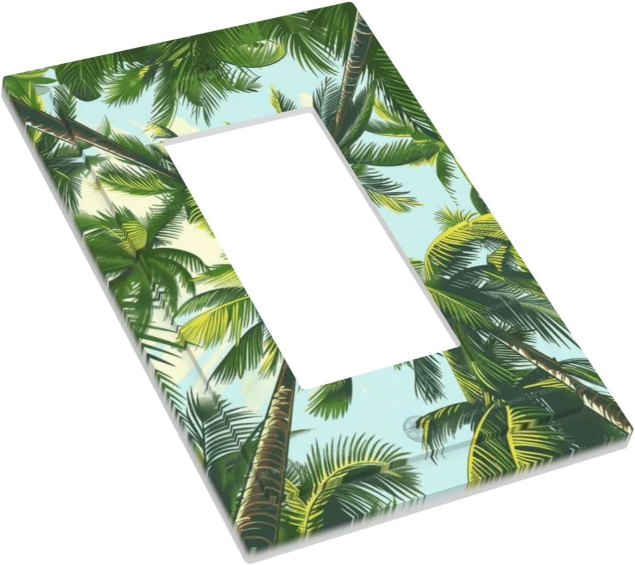 Summer Sky Coconut Palms Trees Green Plants Leaf Decorative Outlet Covers 1 Gang Single Rocker Light Switch Cover Plate Wall Plates GFCI Faceplate for Bed Room Living Room Decor
