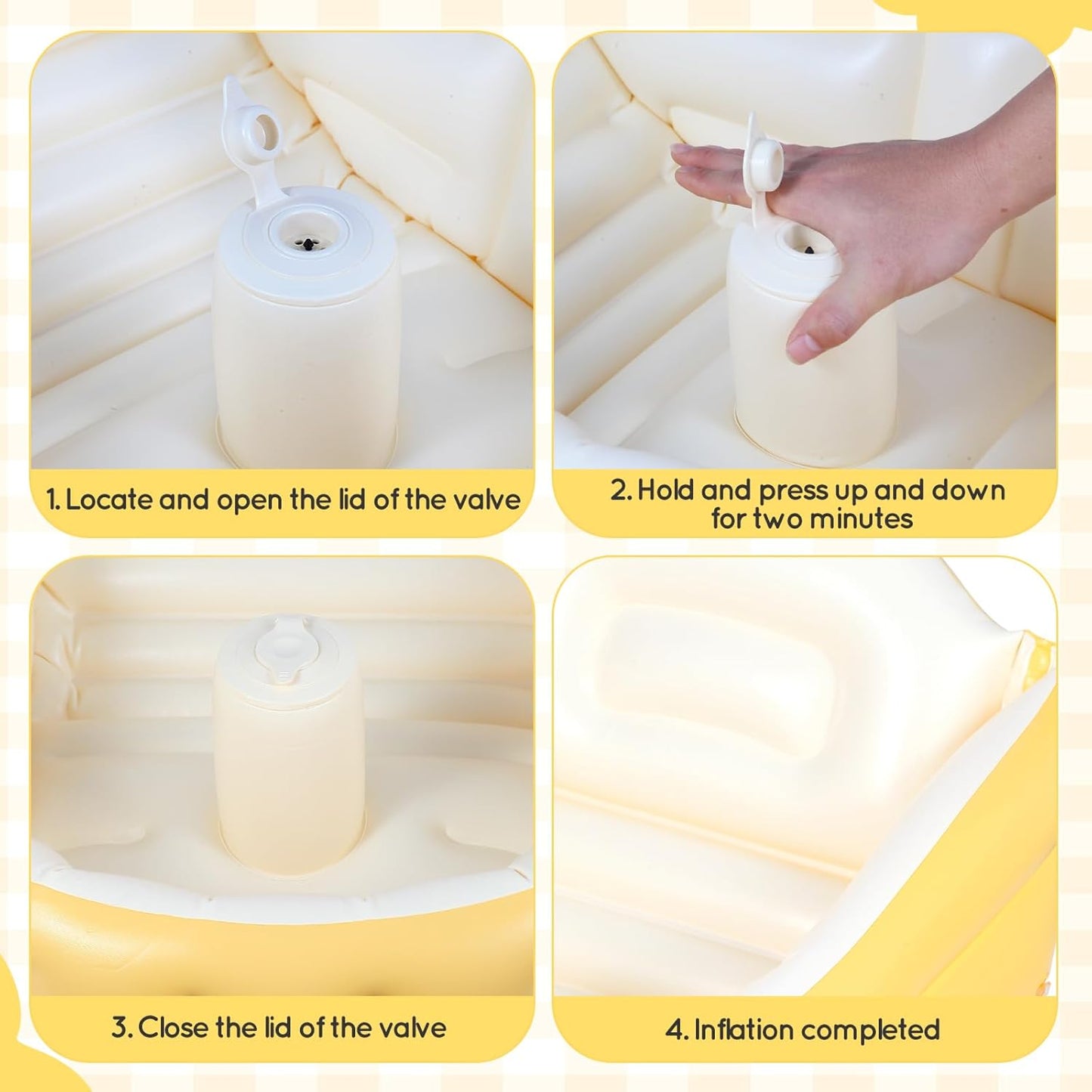 MINK Inflatable Baby Bathtub – Compact, Portable Bath Tub with Anti-Sliding Saddle Horn Seat, Ideal for Travel & Home – Suitable for Infants 0-6 Months