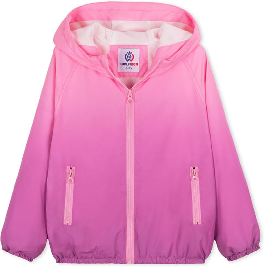 WELAKEN Lightweight Jacket for Girls Kids & Toddler II Girls' Print Water-Resistant Jacket
