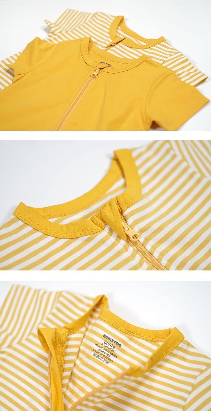 Teach Leanbh Baby Boys or Girls 2 Pack Pajamas Cotton Short Sleeve Zipper Romper Jumpsuits Sleep and Play 3-24 Months …