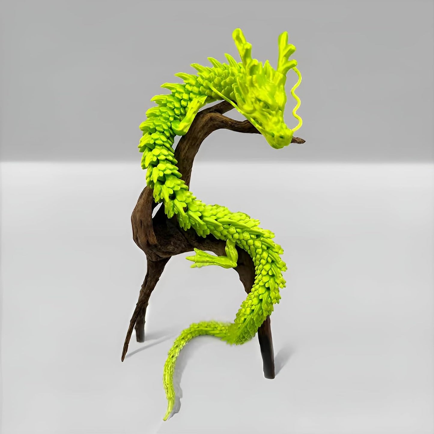 3D Printed Dragon Fidget Toy, 18in Surprise Mystery Dragon, Crystal Dragon Fidget Toy, Articulated Pye Dragon Fish/Display Cabinet/Home/Office Desktop Decor (Leaves Green)