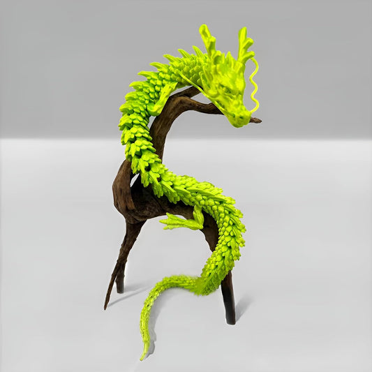 3D Printed Dragon Fidget Toy, 18in Surprise Mystery Dragon, Crystal Dragon Fidget Toy, Articulated Pye Dragon Fish/Display Cabinet/Home/Office Desktop Decor (Leaves Green)