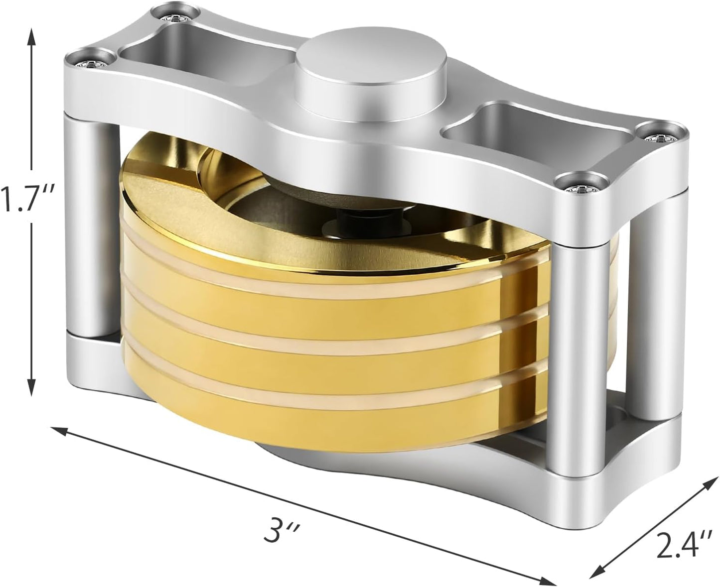 Metal Spinning Top Fidget Toys Perpetual Motion Machine, Silent Spinners Gyro Desk Toys Tech Gadgets for Adults with Anxiety, Kinetic Toy Long Lasting Exceed 30 Mins, Illusion Shiny Gold