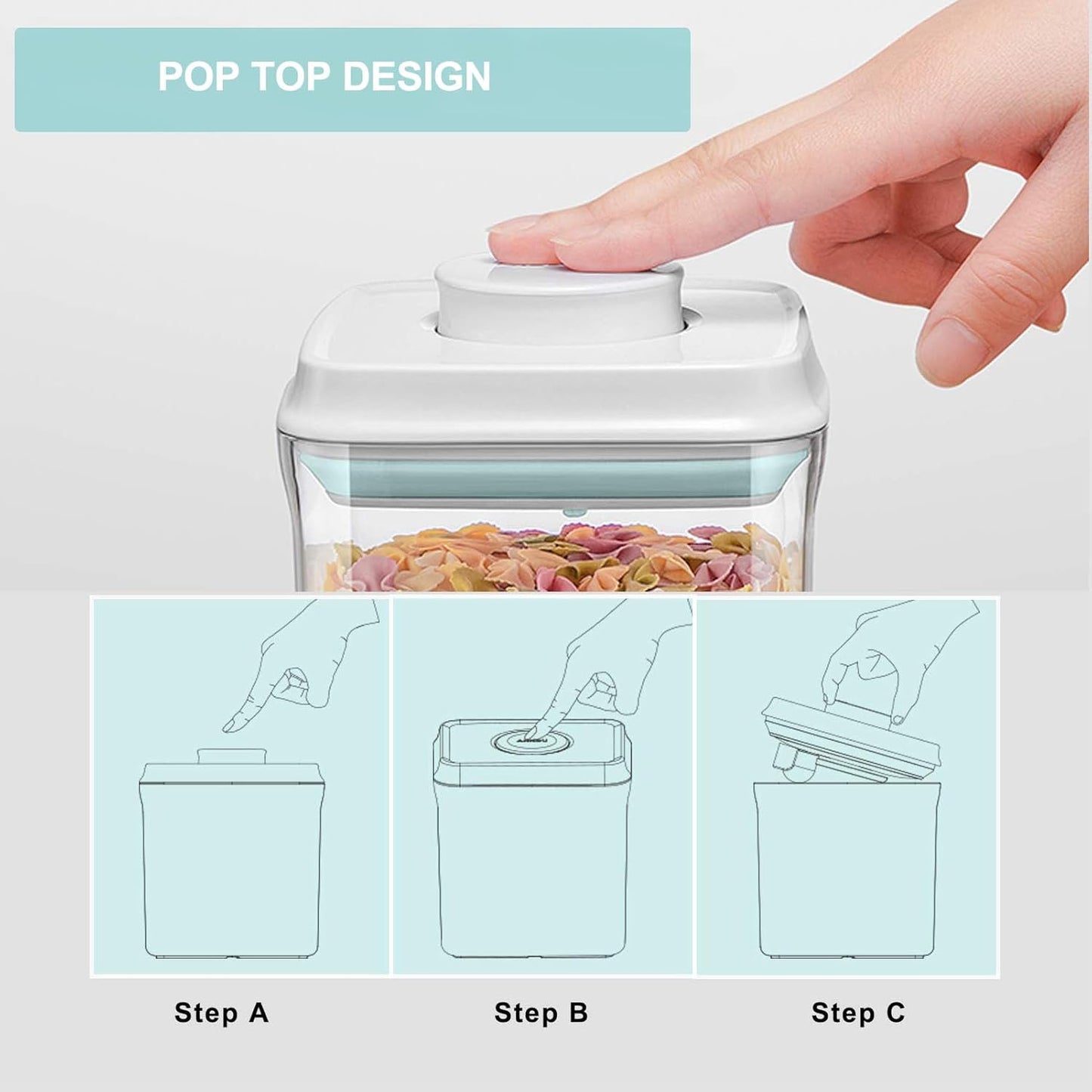 Airtight Food Storage Container - 0.5qt / 500ml Mini Square Pop Containers With Lids, Bpa Free Stackable Container Snacks Candy Salt Herbs Spices