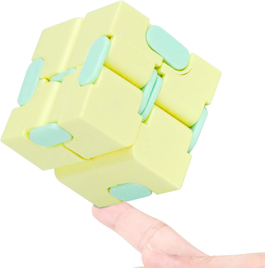 Infinitycube Fidget Toy Stress Relieving Fidgeting Game for Kids and Adults,Cute Pocket-sized Unique Gadget for Anxiety Relief and Kill Time (Macaron Yellow)