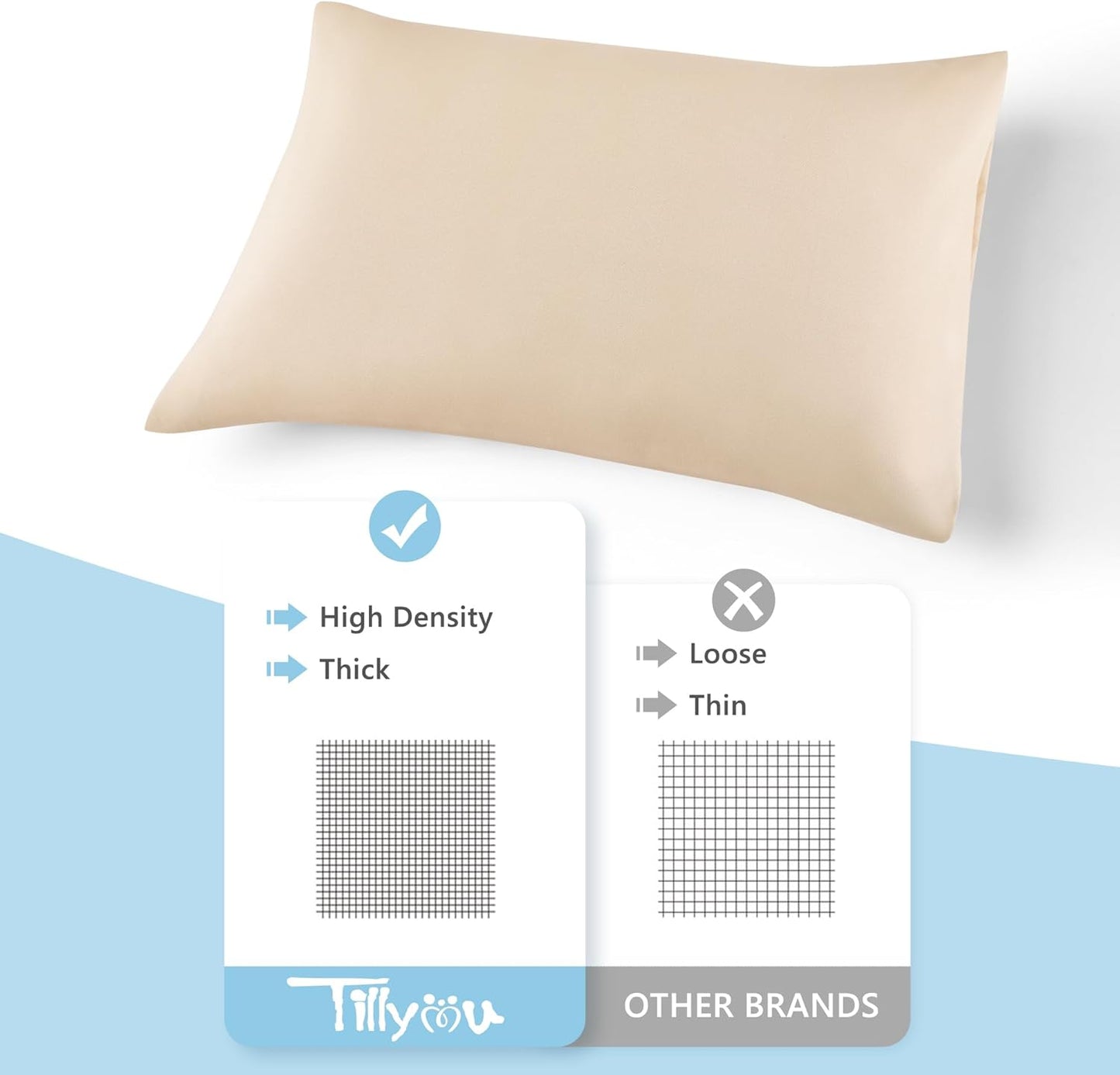 TILLYOU Toddler Pillowcase 2 Pack with Envelope Closure,13" x 18" Silky Soft Microfiber Travel Kids Pillowcase for Boys and Girls, Khaki & Brown