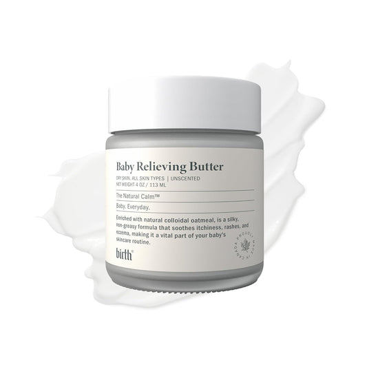 Baby Relieving Butter - Natural Cocoa Seed Butter with Colloidal Oatmeal Diaper Cream for Itchy, & Irritated Skin - Non-Greasy Formula to Soothe Rashes & Dryness - Gentle Baby Moisturizer 4oz