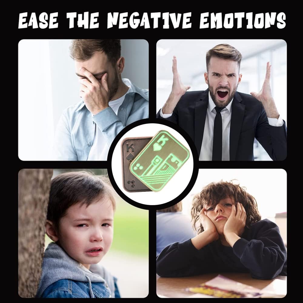 STONESTAR Poker Fidget Slider - Glow in The Dark Magnetic Metal Fidget Toys for Adults, Autism ADHD Sensory Toys Stress Relief Toys Office Desk Toys Gift for Father and Boyfriend