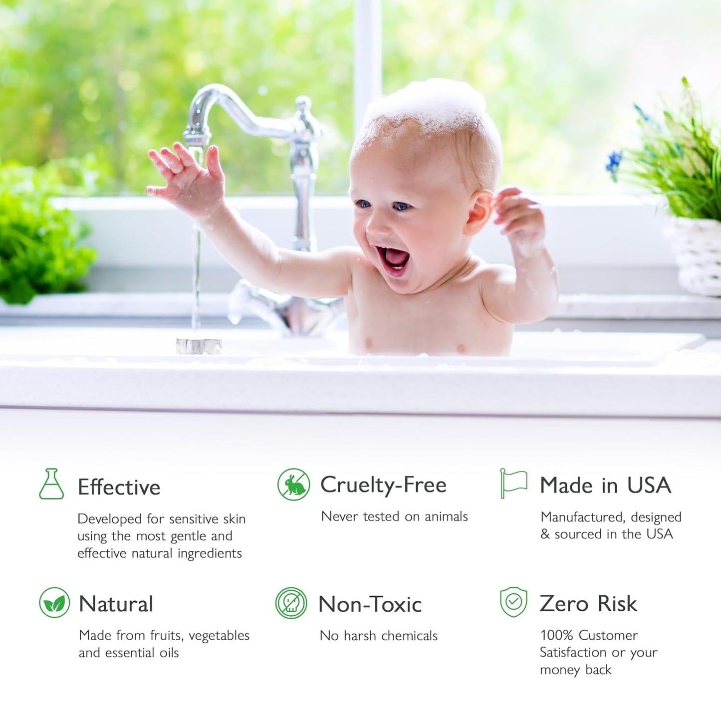 SoCal Suds & Company 2oz Organic Foaming Baby Wash & Shampoo - Fragrance Free- 3 Pack