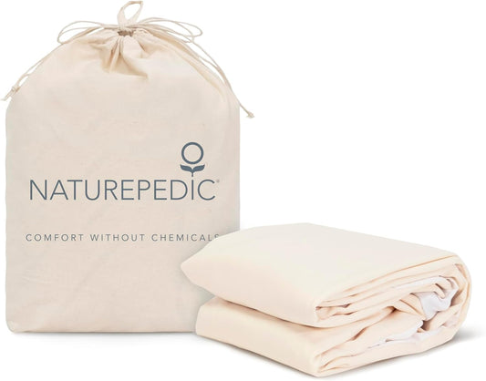 Naturepedic Organic Waterproof Mattress Protector Pad, Fitted Stretch Knit Mattress Cover for 9"-16" Depth, Twin XL