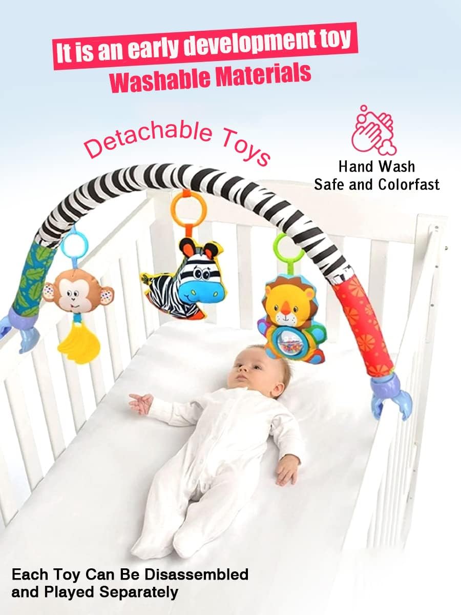 Pau1Hami1ton Baby Stroller Arch Toys, Car Seat Toys,Bouncer Toy Bar/Mobile for Bassinet,Adjustable Baby Hanging Toys Fit for Crib Bed,Stroller,Car Seat Gifts.S-19(Zebra)