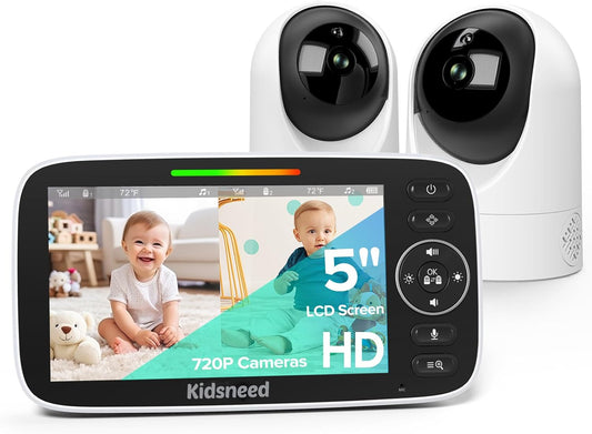 Kidsneed 5" Split Baby Monitor with 2 HD 720P Cameras