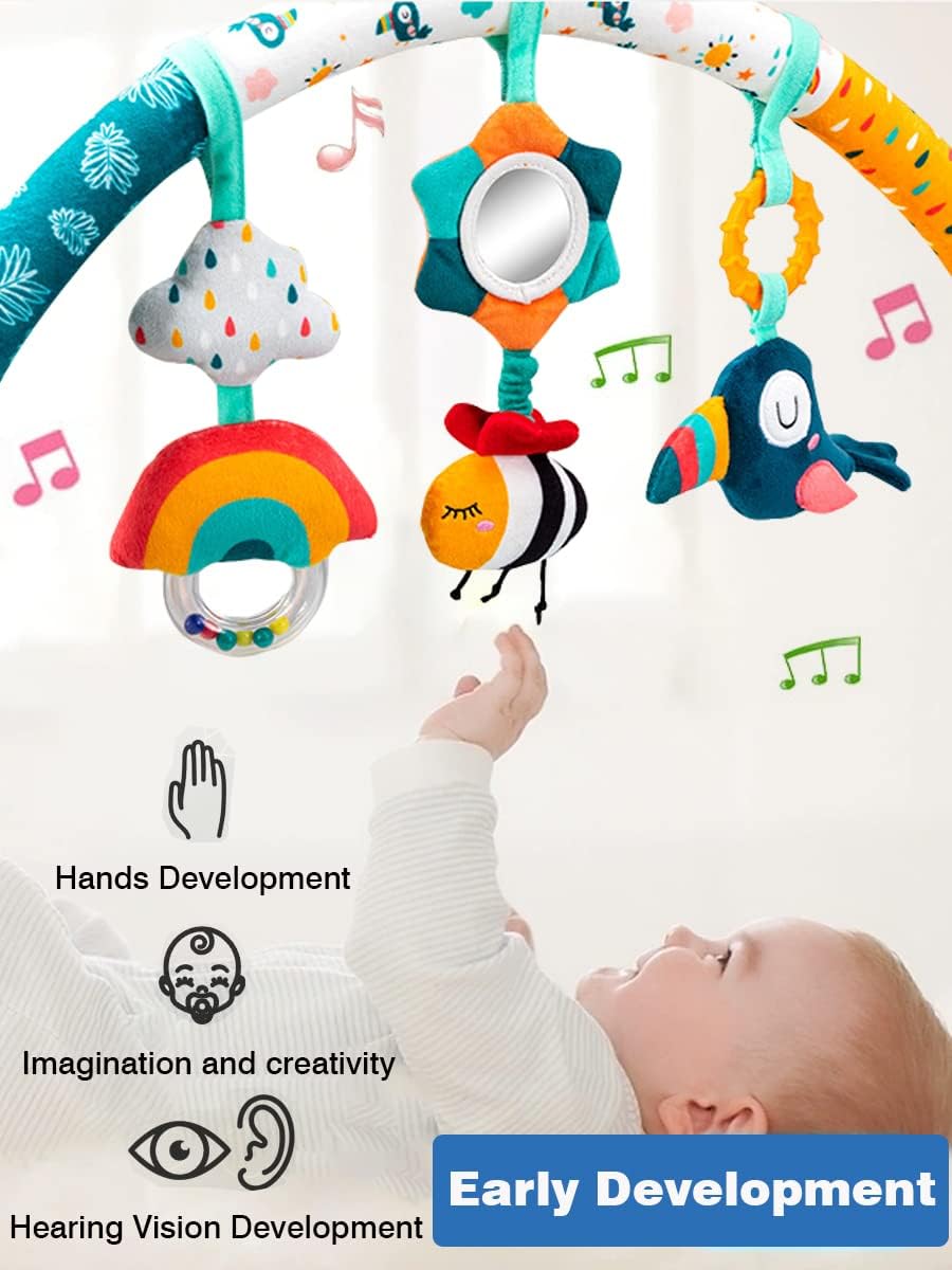 Pau1Hami1ton Baby Stroller Arch Toys, Car Seat Toys,Bouncer Toy Bar/Mobile for Bassinet,Adjustable Baby Hanging Toys Fit for Crib Bed,Stroller,Car Seat.S-19(Bee)