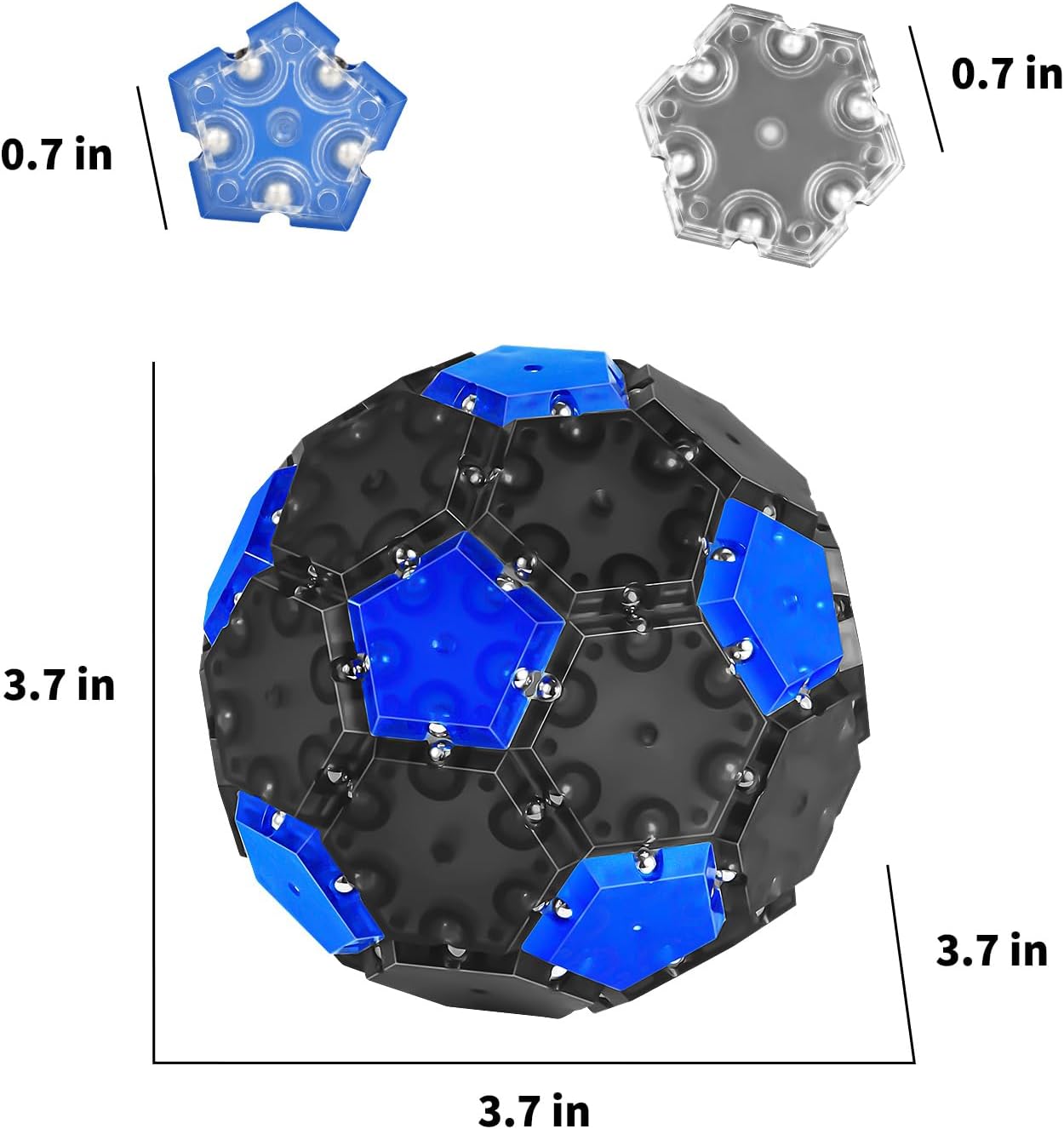 Fidget Sphere Toys of 32-Piece Set Magnetic Building Block Fun Executive Desk Toy Puzzles for Adults 14+ Years Old Boys and Girls-Fidget Blocks 3D-Grey and Blue