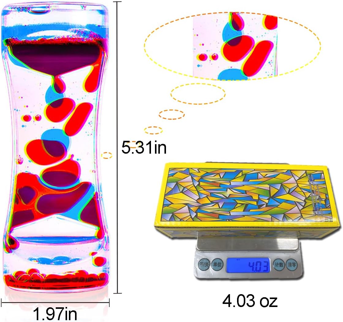 Liquid Motion Bubbler Sensory Toys, 12 Pack Liquid Timer Desktop Colorful Hourglass Liquid Bubbler, Small Calming Relaxing Toys Sensory Anxiety Autism ADHD Fidget Toys
