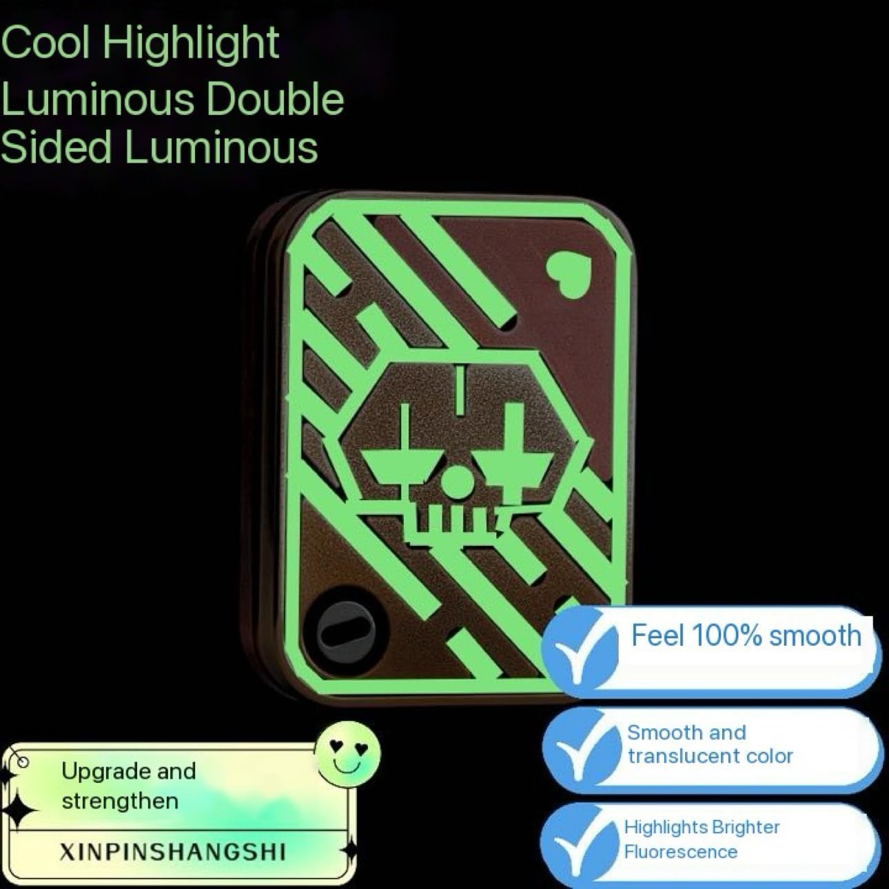 Luminous Noctilucent Upgrade Fidget Slider, Metal Fidget Toys Poker Push Card Stress Relief Toy, EDC Toy Fidget Toy Haptic Coin, Office Desk Toys Gifts for Boyfriend and Father