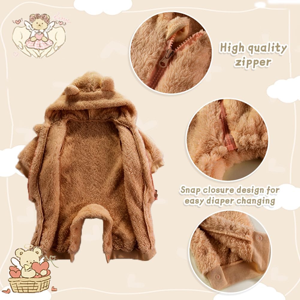 UVIPC Baby Newborn Bear Outfit Fleece Snowsuit Winter Clothes Hooded Jumpsuit Romper for Baby boy girl