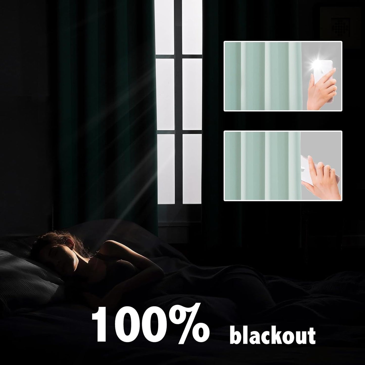 Anytime 100% Blackout Curtain Set, Thermal Insulated & Energy Efficiency Window Draperies for Guest Room, Full Shading Panels for Shift Worker and Light Sleepers（Light Blue, 2 Panels, 70W x 95L）