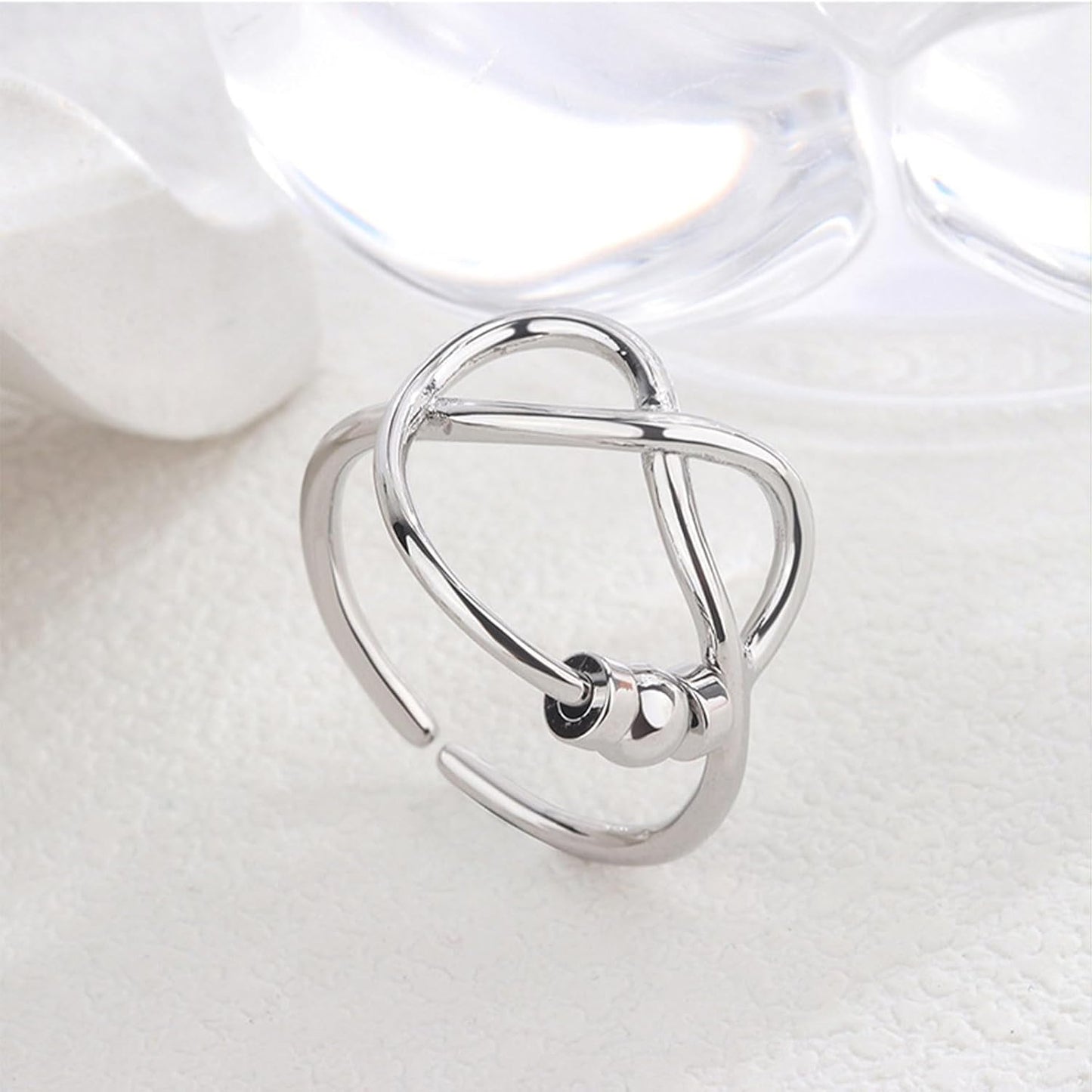 INFUSEU Funny Spinner Fidget Rings for Women Girls Anti Anxiety Stress Worry, Adjustable Size