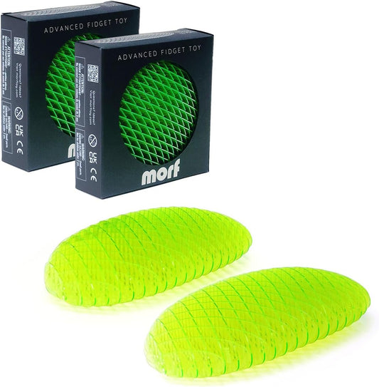 Big Morf Fidget Worm Green - Desk Fidgets for Adults - Quiet Morf Worm Fidget Toy Sensory Toys - Fun and Interactive Morf Fidget Toy for Kids - USA Patent Pending Morf Figgy Toys - Big - 2-Pack