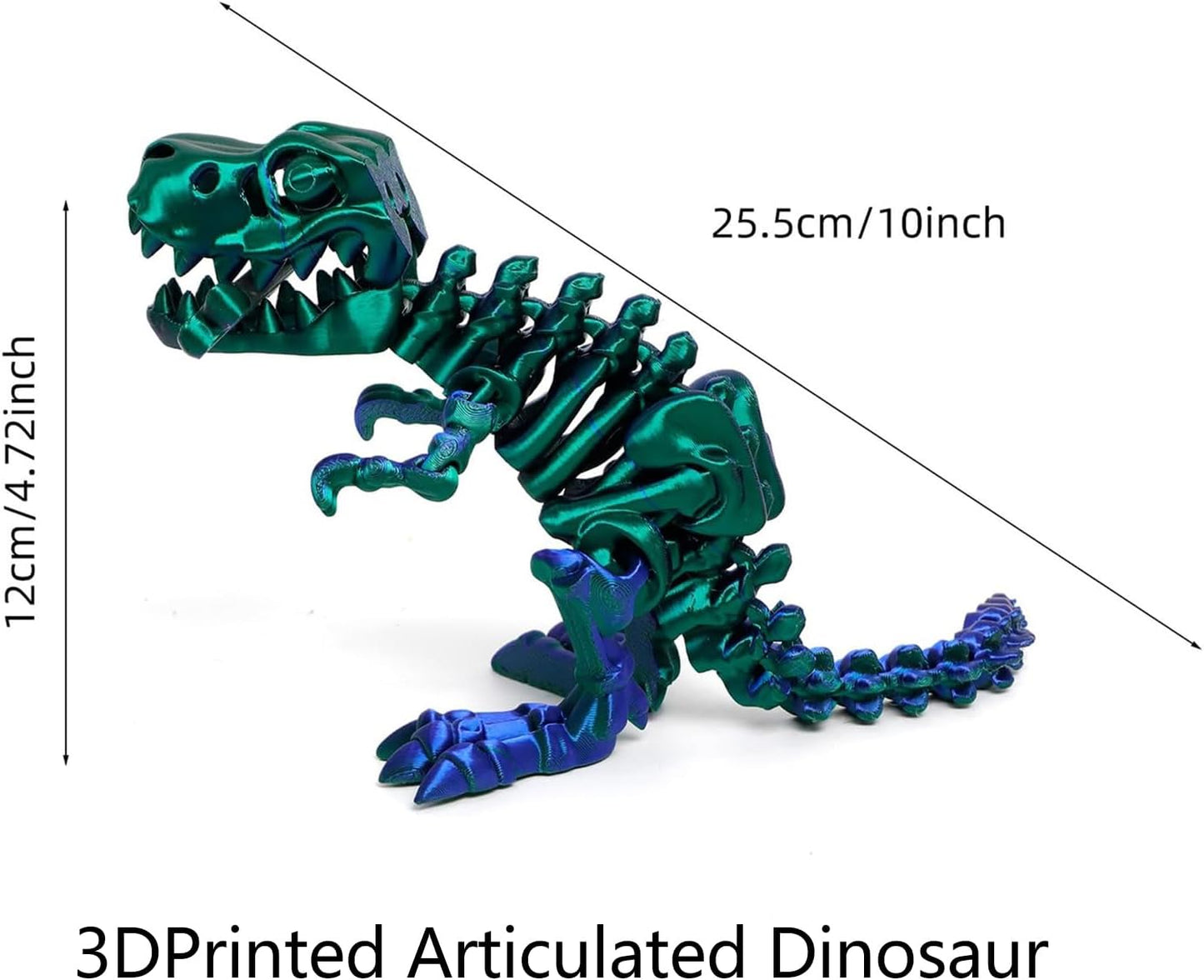 3D Printed Dinosaur Bones Tyrannosaurus Rex Skeleton with Movable Joints, 3D Model Skull T-Rex, Flexible Articulated Dinosaur Fidget Toys Adults for Autism/ADHD
