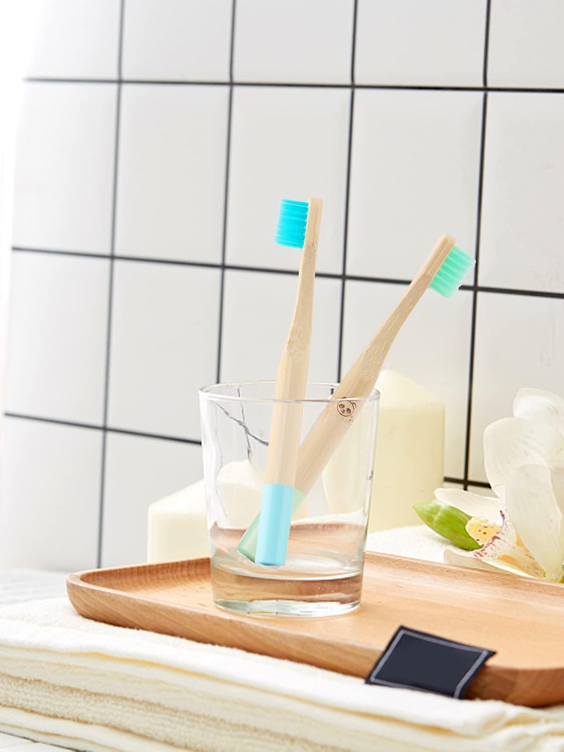 Bamboo Kids Toothbrushes (6 Pack) - Soft Bristle Organic Compostable BPA Free Toothbrush for Kids Toddler Baby Tooth Brush, Eco Friendly Natural Biodegradable Wooden Toothbrush - Round Handle