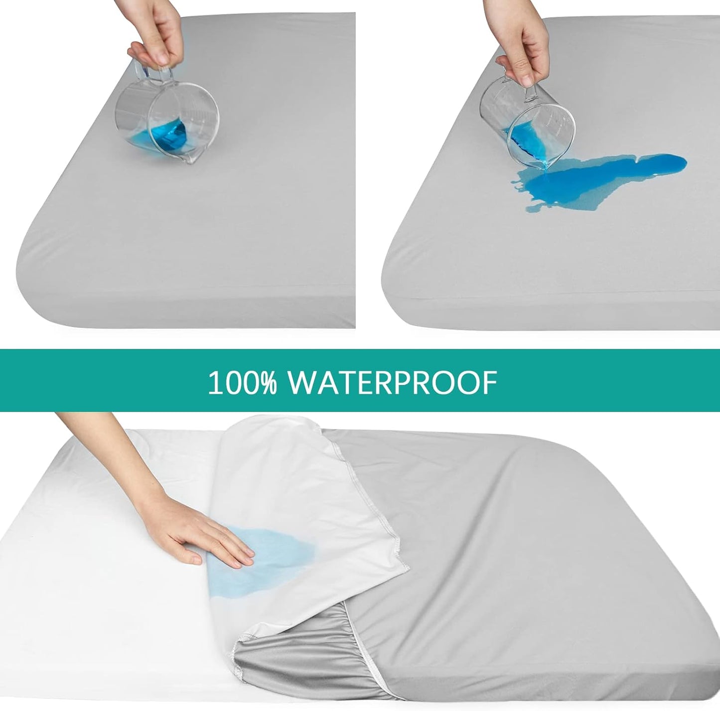 Waterproof Bassinet Sheets Fit for Miclassic, Baby Delight, TCBunny, Milliard, Dream On Me Traveler/Skylar and Other Bedside Sleeper Bassinet Mattress, Ultra Soft Microfiber Sheets, White & Grey