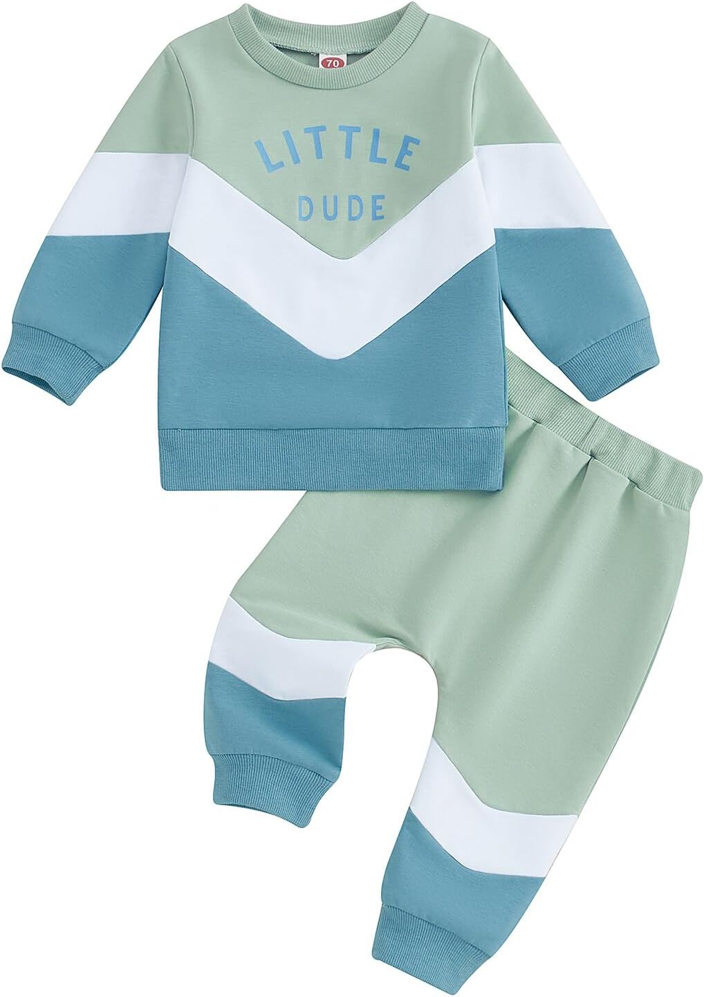 Kupretty Toddler Baby Boy Fall Winter Clothes Color Block Long Sleeve Sweatshirt Pullover Tops + Joggers Pants Outfit Set