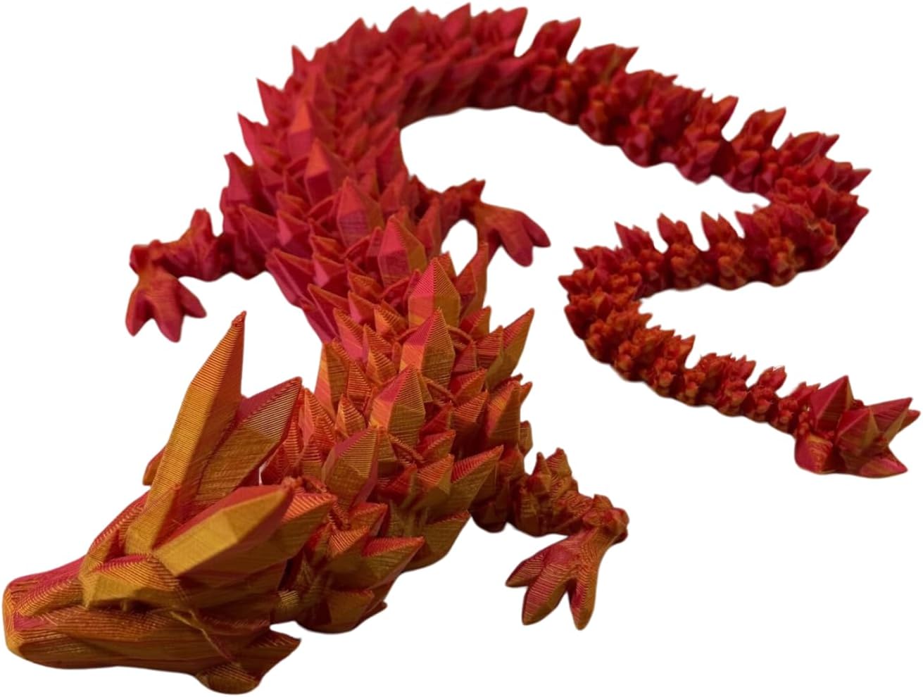 Crystal Dragon - Articulated Flexi Dragon - 3D Printed Gift (Teen, Red/Gold)