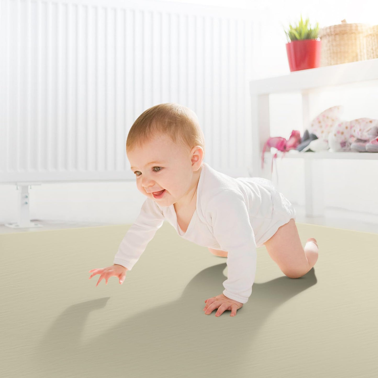 Baby Play Mat, 43x43 Inch Thicken Portable Self-Inflating Playmat for Kids Teepee Tent, Cushion Baby Mat for Floor, Tummy Time Mat with Travel Bag