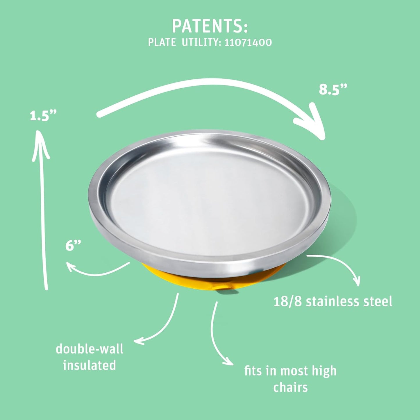 Avanchy Open Baby Plates with Suction – Stainless Steel Divided Plates for Toddlers, BPA-Free, Dishwasher Safe, Unbreakable, Non-Toxic, 100% Silicone Suction – Blue